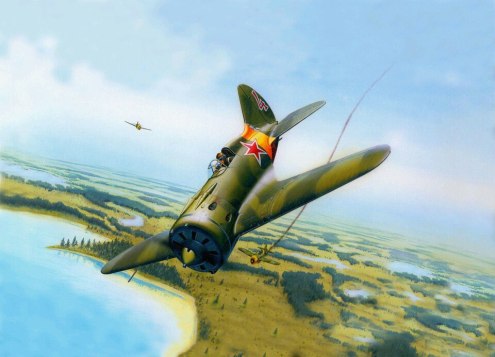 I-16 shoots down Brewster 239 Polikarpov I-16 soviético derriba Brewster 239 Fuerza Aérea finlandesa