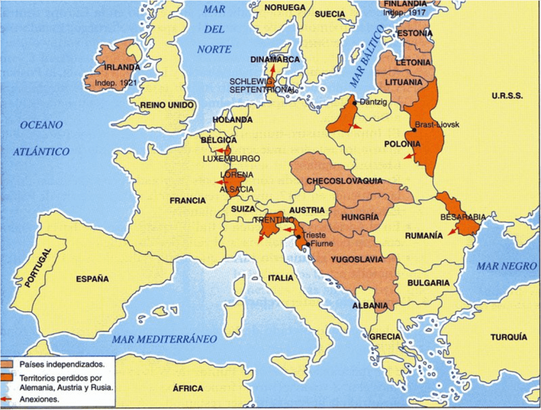 Mapa de Europa de preguerra